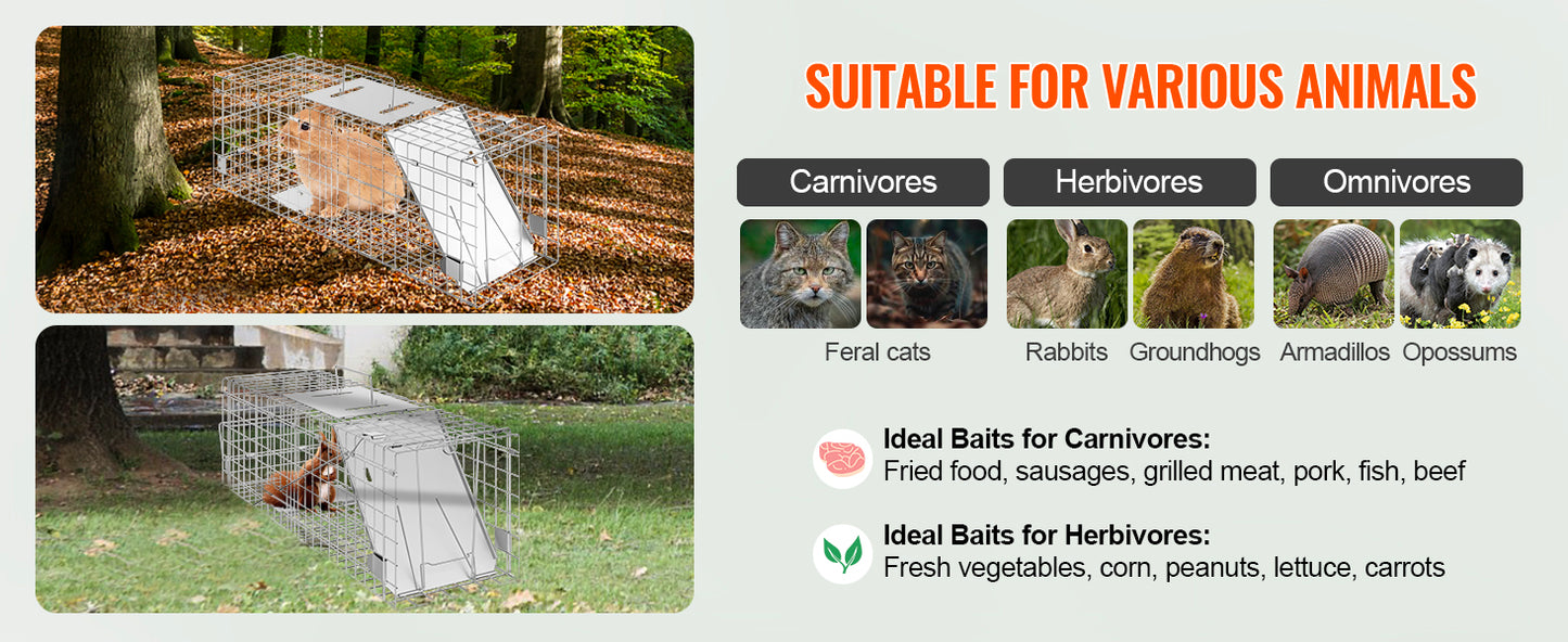 Humane Live Animal Trap – Folding Steel Cage