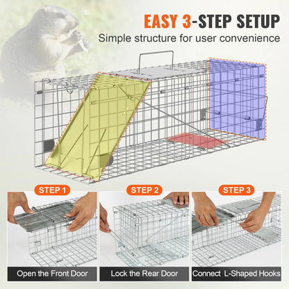 Humane Live Animal Trap – Folding Steel Cage