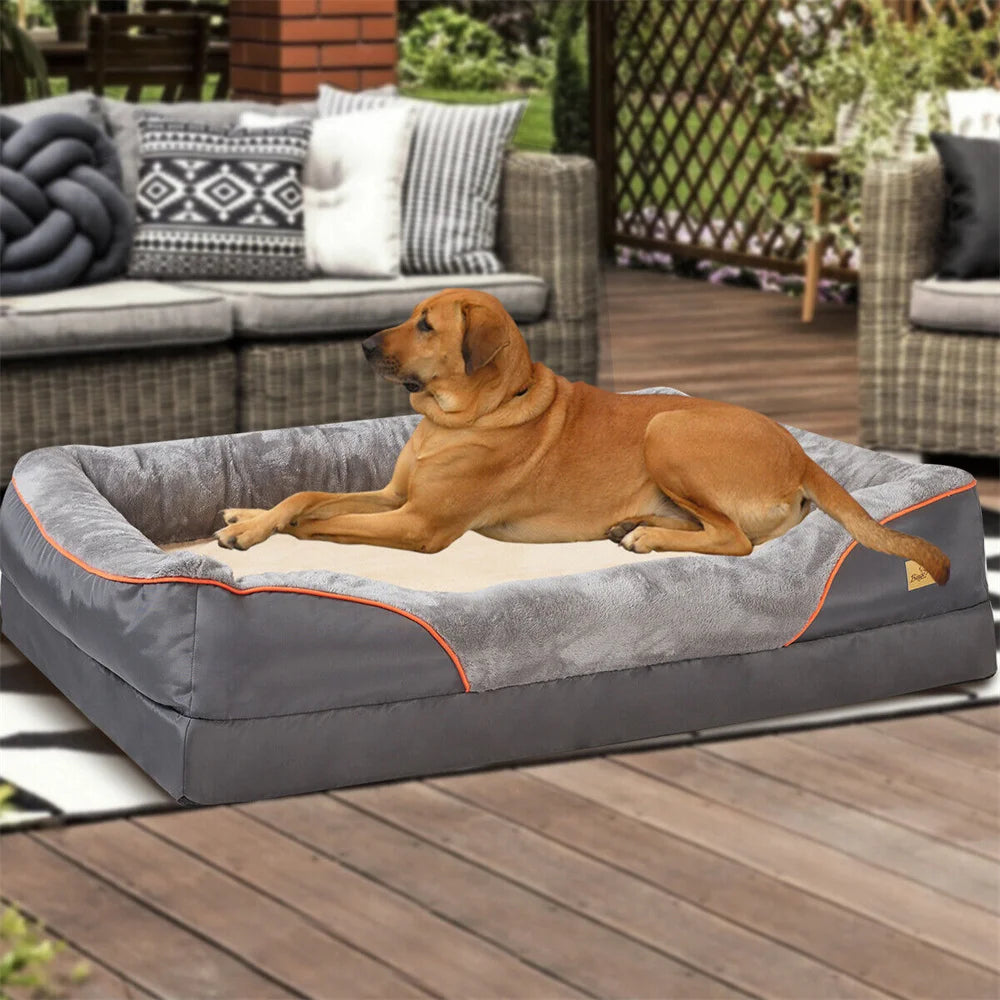 Orthopedic Dog Sofa Bed • Memory Foam & Bolster