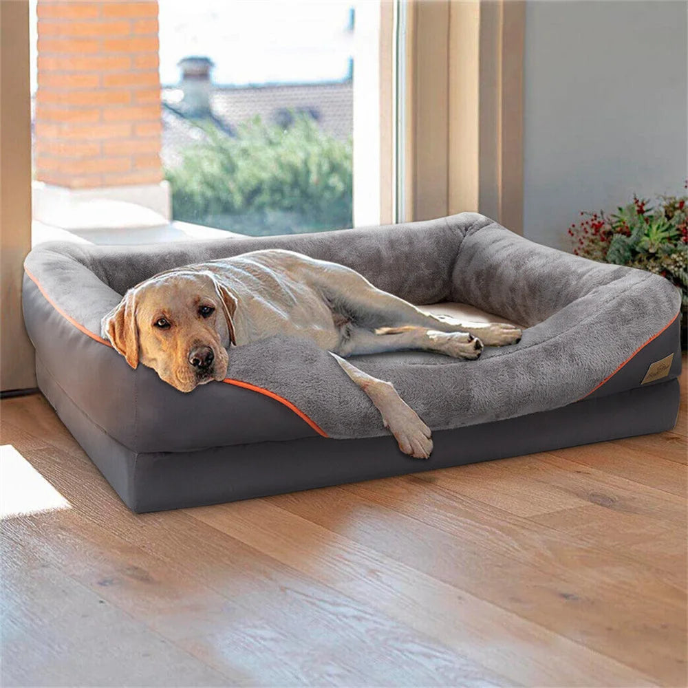 Orthopedic Dog Sofa Bed • Memory Foam & Bolster