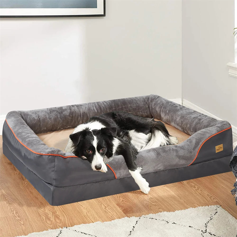 Orthopedic Dog Sofa Bed • Memory Foam & Bolster