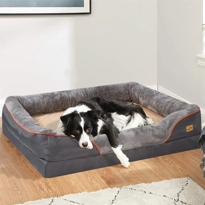 Orthopedic Dog Sofa Bed • Memory Foam & Bolster