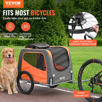 Pet Bike Trailer – Foldable, Safe, 66 lb Limit