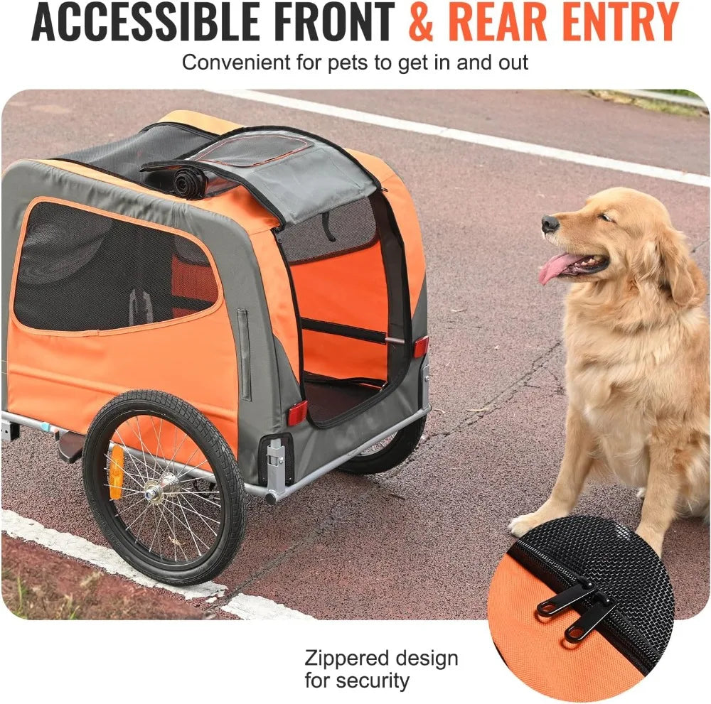 Pet Bike Trailer – Foldable, Safe, 66 lb Limit