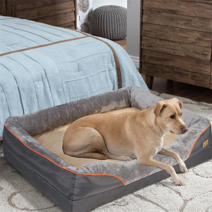 Orthopedic Dog Sofa Bed • Memory Foam & Bolster