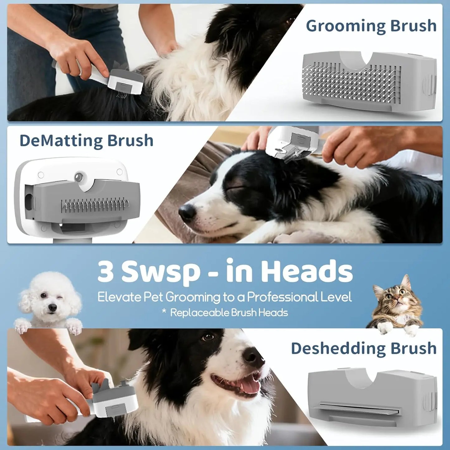 Pet Grooming Vacuum Kit • 13,000Pa Low‑Noise, 5‑in‑1