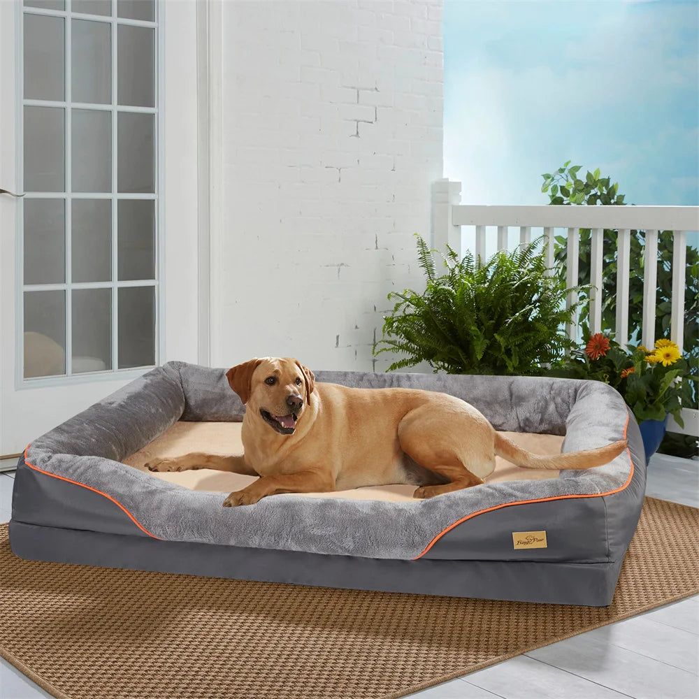 Orthopedic Dog Sofa Bed • Memory Foam & Bolster