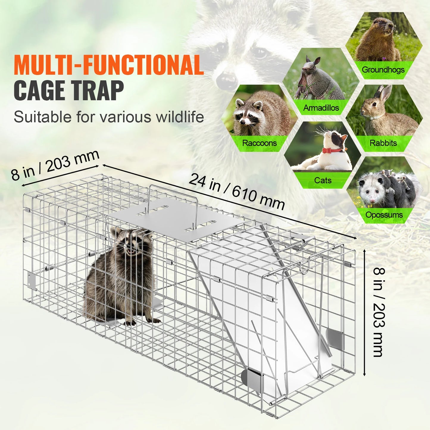 Humane Live Animal Trap – Folding Steel Cage