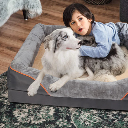 Orthopedic Dog Sofa Bed • Memory Foam & Bolster